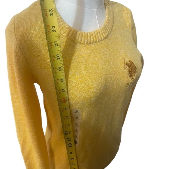 US. POLO ASSN. MARLED CREW NECK SWEATER YELLOW EMBROIDERED LOGO SIZE SMALL NEW - Picture 9 of 16